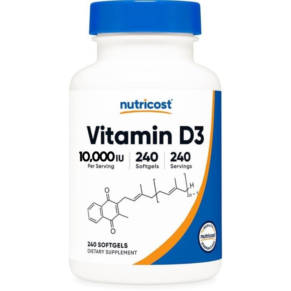 سافت ژل نوتریکاست ویتامین Nutricost D3 10.000iu (240 عددی)
