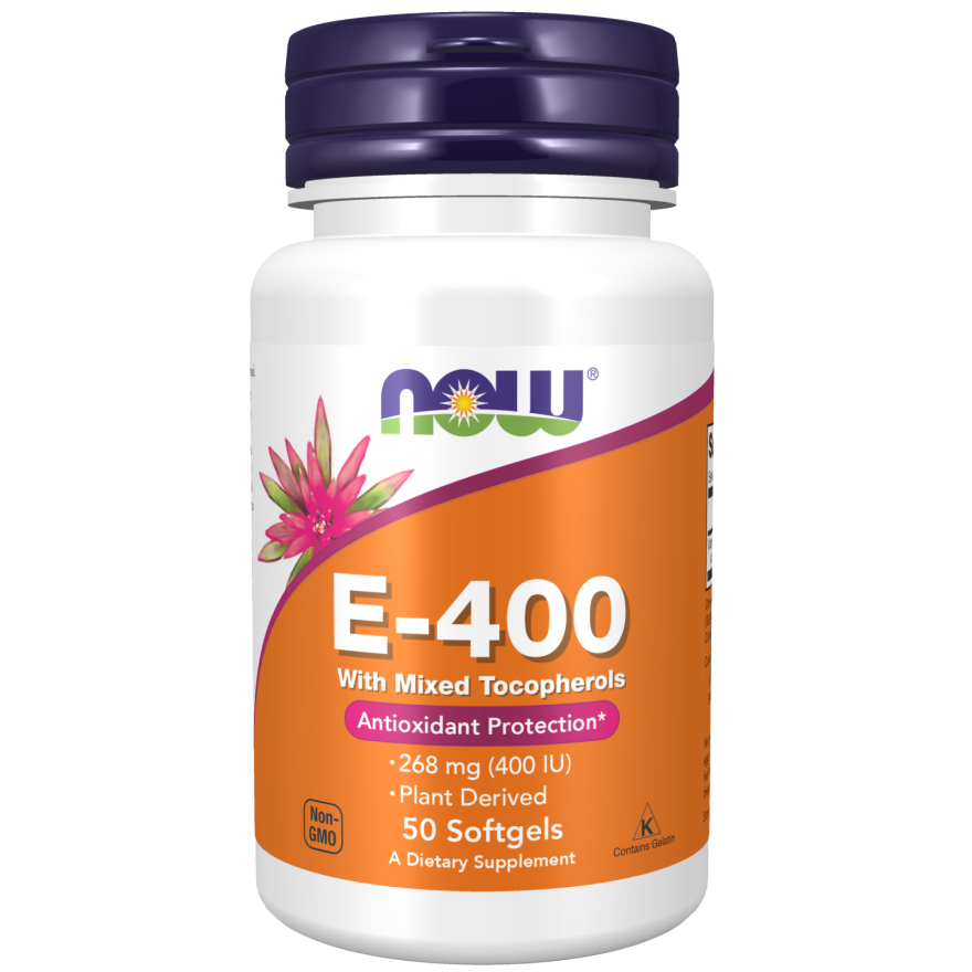 سافت ژل ویتامین E 400iu با توکوفرول های مخلوط NOW (50 عددی)