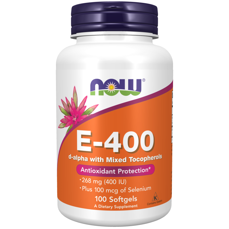 سافت ژل ویتامین E 400iu با توکوفرول های مخلوط NOW (100 عددی)