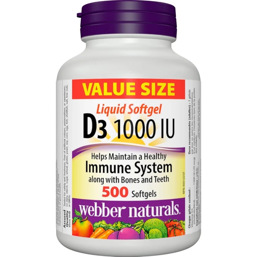 سافت ژل ویتامین Webber Naturals D3 1000iu وبر نچرالز (500 عددی)