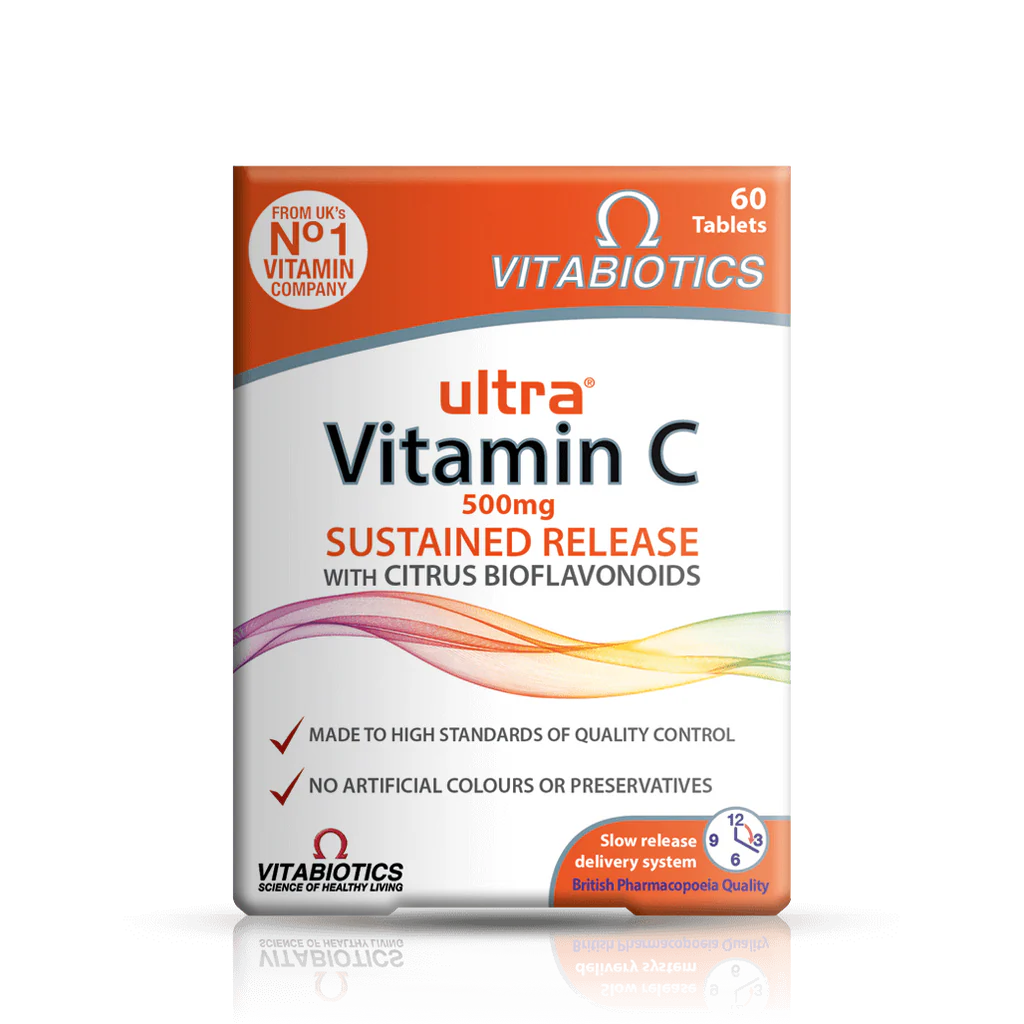 قرص آهسته رهش ویتامین Vitabiotics Ultra Vitamin C 500mg ویتابیوتیکس (60 عددی)