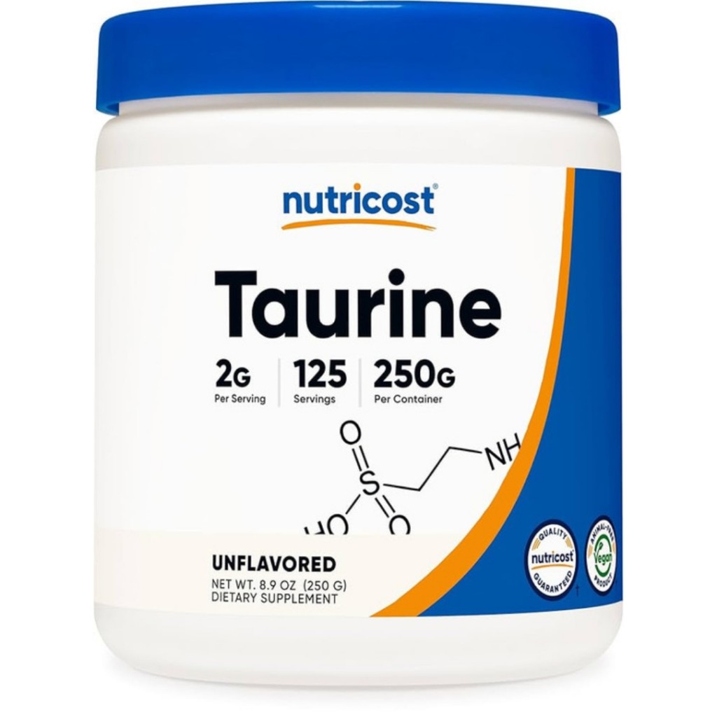 پودر کاهش قند و کلسترول ال-تائورین نوتریکاست Nutricost L-Taurine 2000mg (250 گرم))