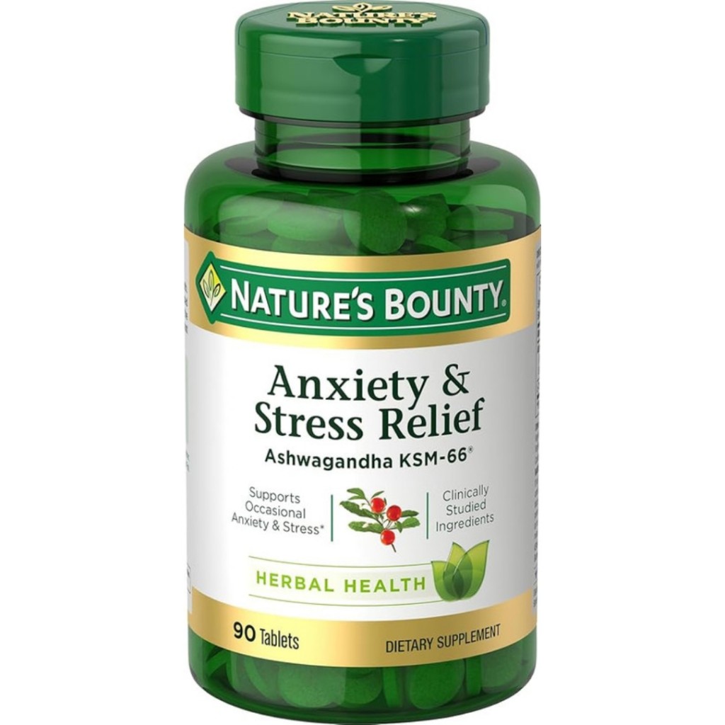 کپسول تسکین استرس Nature's Bounty Anxiety + Stress Relief Ashwagandha نیچرز بونتی (90 عددی)
