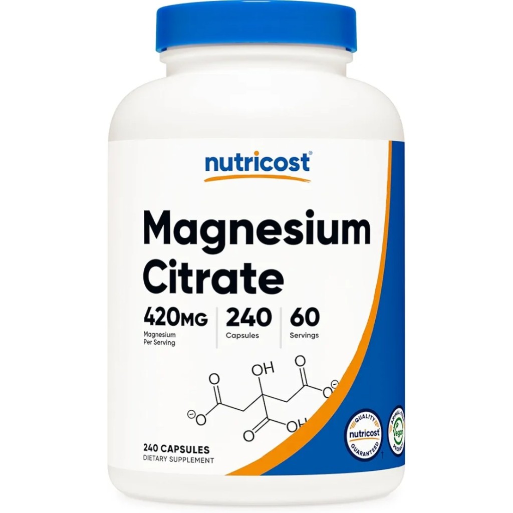 کپسول منیزیم سیترات نوتریکاست Nutricost Magnesium Citrate 420mg (240 عددی)